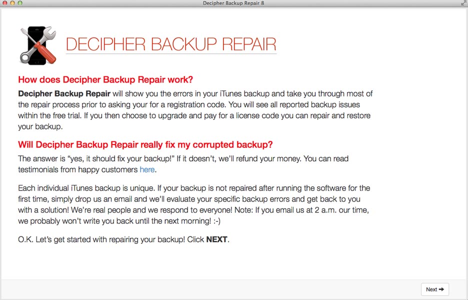 decipher backup repair keygen